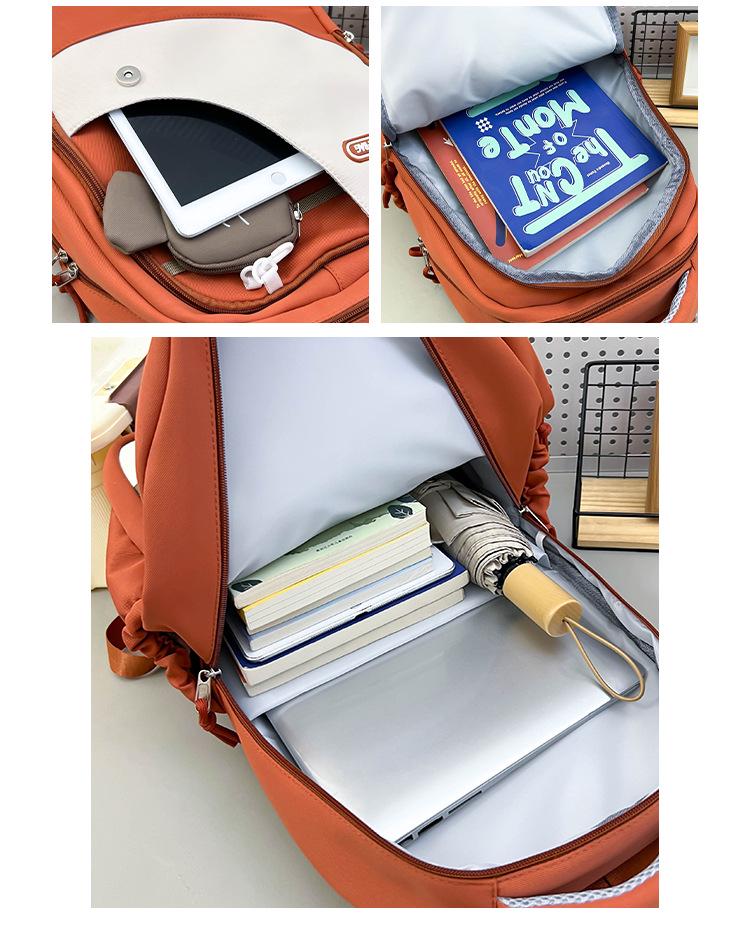 Unisex Trendy Color Block Large Capacity Scratch-Resistant Versatile Student Backpack