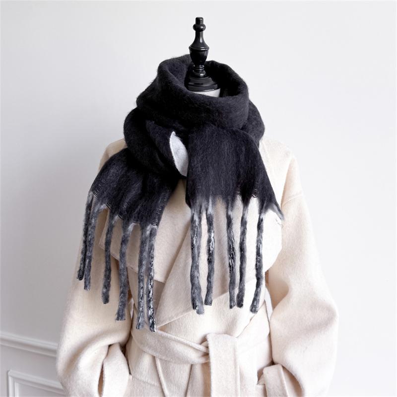 Luxury Winter Scarf for Women Cashmere Warm Solid Pashmina Shawl 2 Colours Female Soft Poncho Chuncky Bufanda Tassel Echarpe