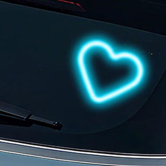 Solar Heart Shaped LED Car Light for Triangle Window Wireless Decorative Neon Lamp for Interior Exterior Suction Cup Mount Ambient Car Lighting