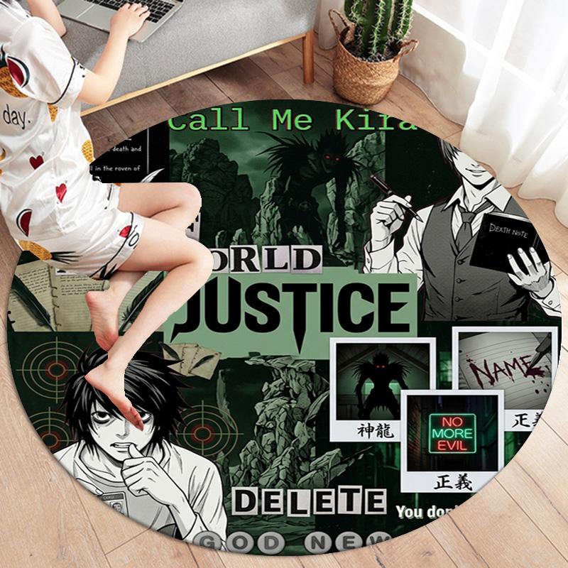 Death Note Round Area Rug Carpet Rug For Living Room Bedroom Sofa Playroom Decor Nonslip Floor Mat