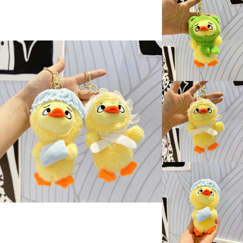 Charming Short Plush Duck Pendant Colorful Stuffed Animal Keyring For Bags