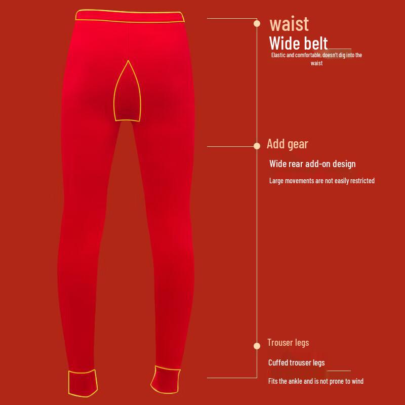 Lonsa Men's Red 100% Cotton Thermal Long Johns