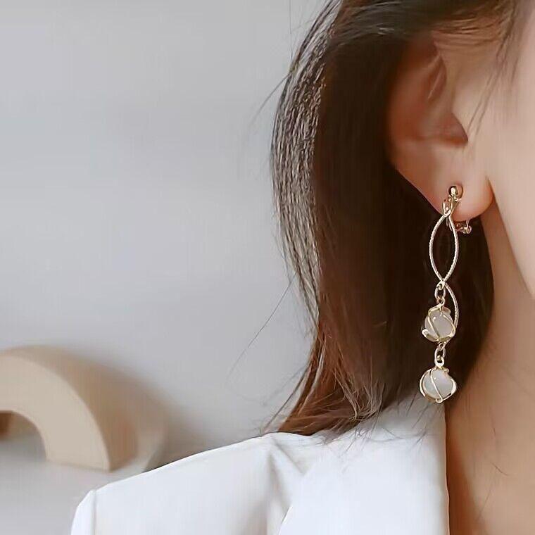 

Длинные серьги-капли без пирсинга с имитацией кошачьего глаза для женщин