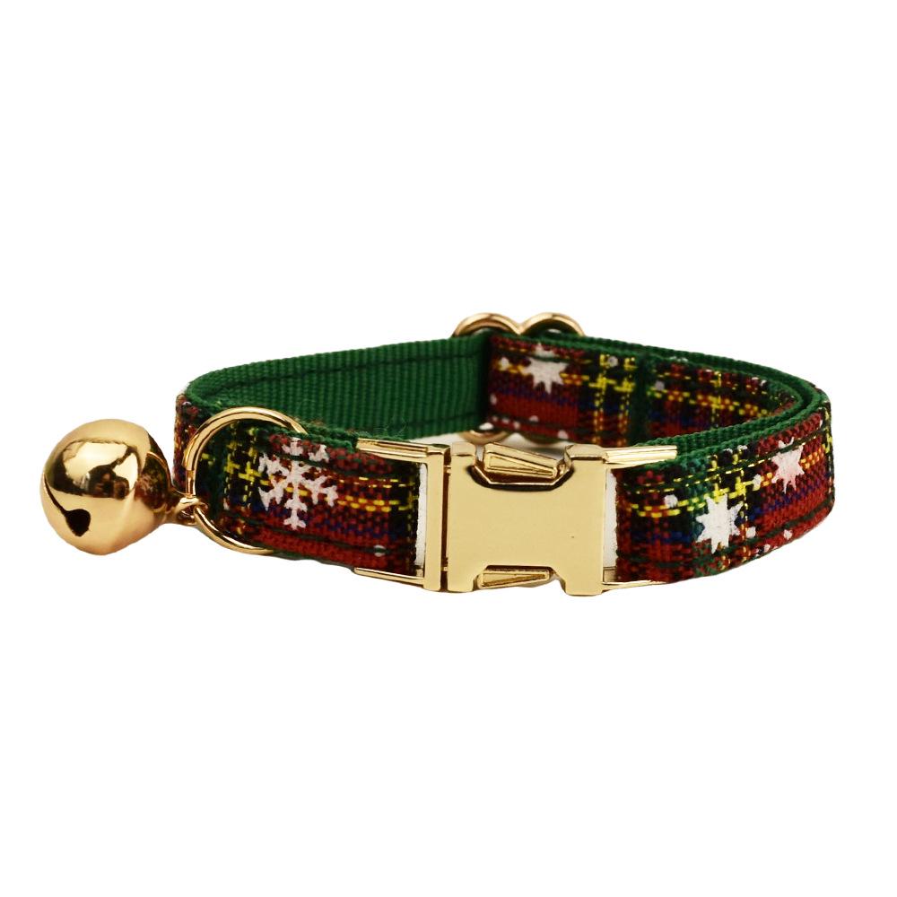 Plaid Series Engravable Pet Collar with Bell - For Cats & Dogs