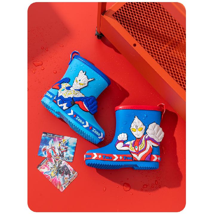 Ultraman Boys' Rain Boots Four Seasons Thick Sole Non-Slip Thick Sole Cartoon Zero Tiga Boys' Toddler Baby Rain Boots