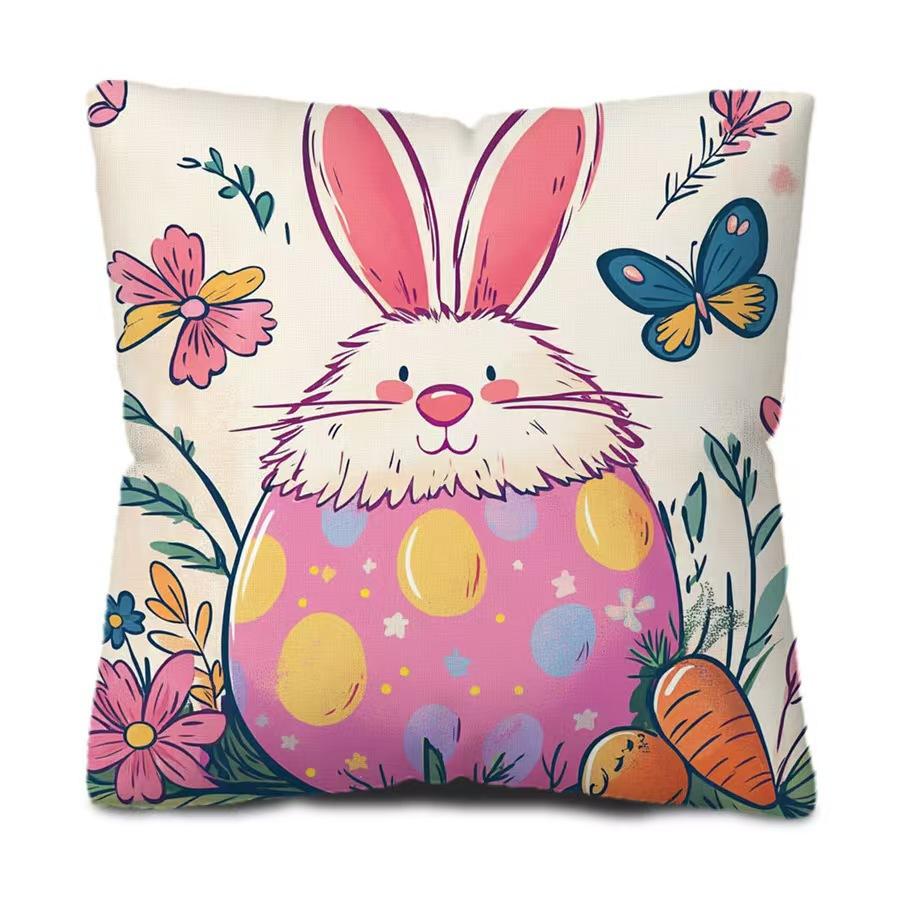 Easter Lavender Bunny Egg Picture Series Cushion Cover Bedroom Sofa Holiday Decoration Cushion Cover