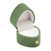 Ring Box Heart Shape Exquisite Romantic Small Flannel Ring Case for Proposal Engagement Wedding Green
