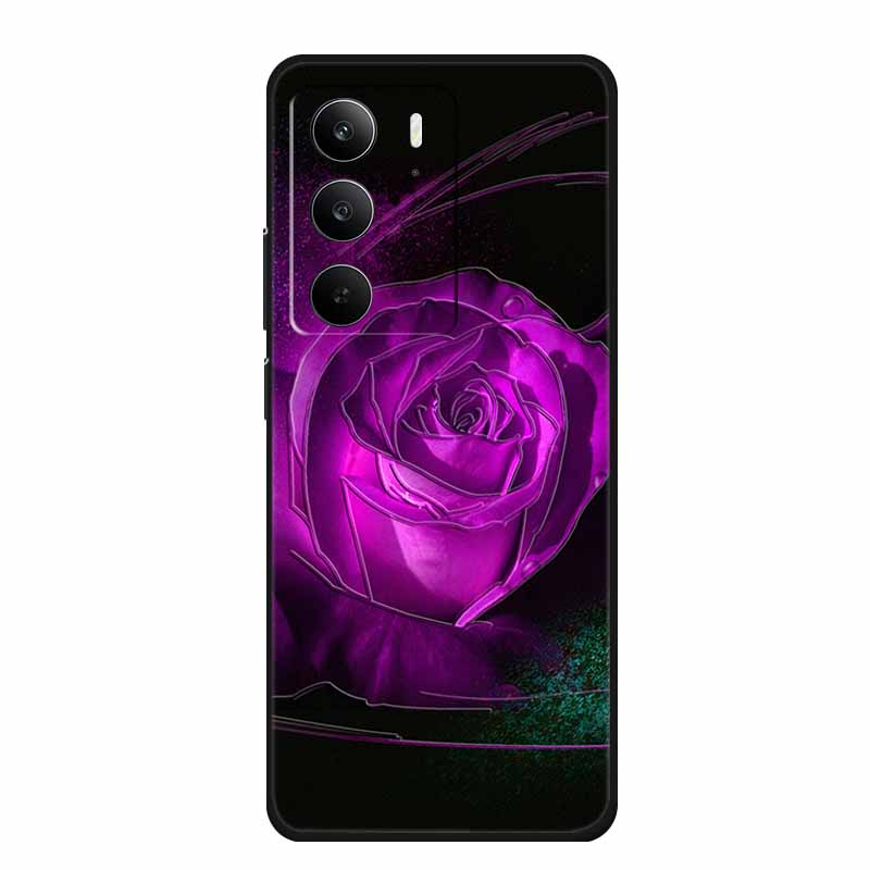 3D Emboss Case For Realme C75 4G 5G C75x V70 V70s 14x Realme C71 4G Case C 75 71 Coque Flower Black Silicone Soft Back Cover Bag