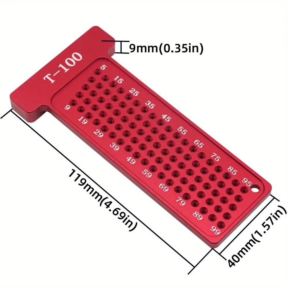 Metric/Inch Woodworking Scribe Ruler T-Square Hole Right Angle Protractor Layout