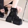 Fashion Designer Women's Short Boots New Autumn Winter Suede Leather Chunky Boots Gladiator High Platfom Buckle Goth Boots Mujer Zapatos