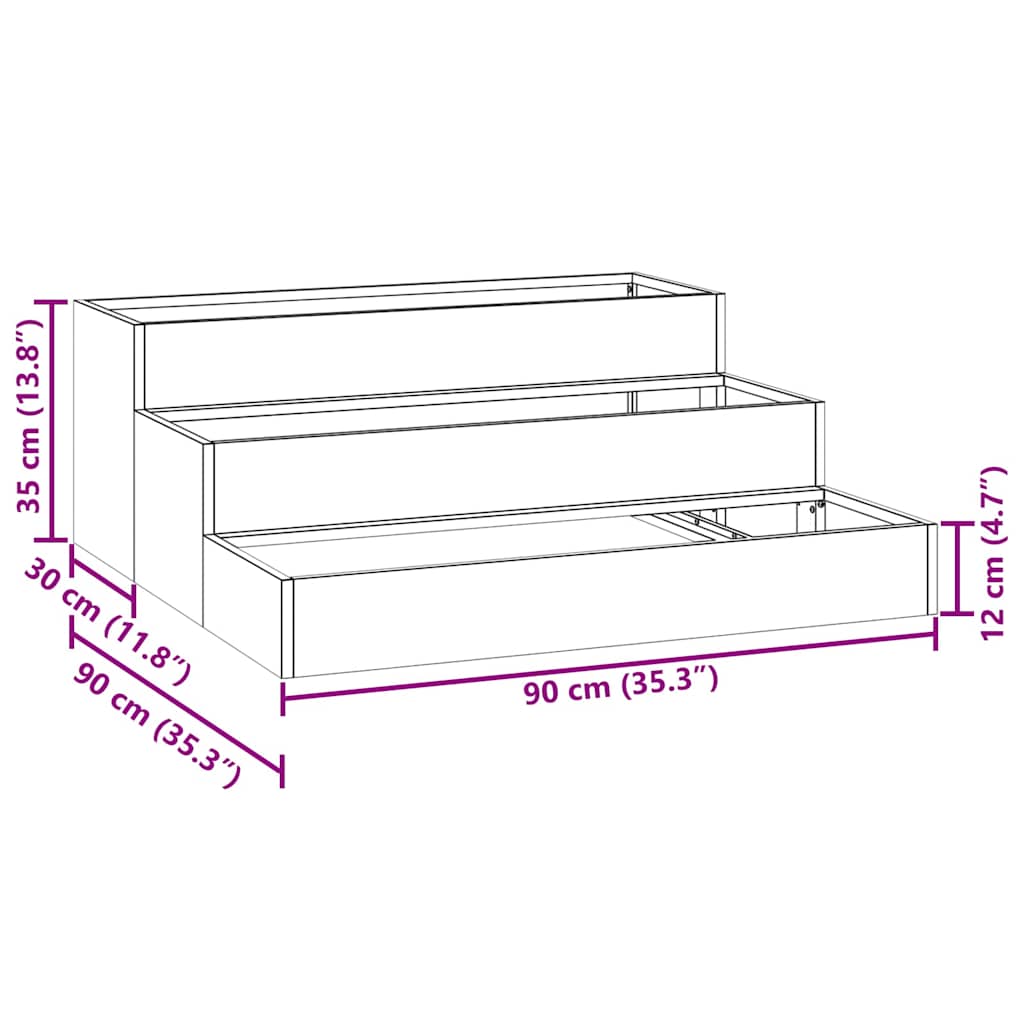 Garden Planter Anthracite 90 X 90 X 35 Cm