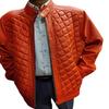 Orangefarbenes echtes LAmbskin-Leder für Herren, handgefertigte Bikerjacke, schmale Passform, Motorrad, gesteppter Stil, echte Lederjacke, CAfe Racer-Jacke, Geschenk für IHN