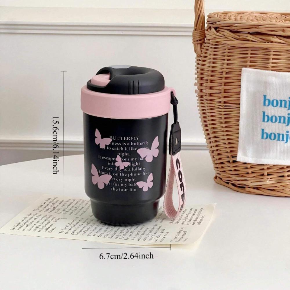 Cestovní hrnek na kávu, Odolný proti rozlití a úniku, Nerezová termoska s víčkem, Opakovaně použitelný, Vhodný pro horké i studené