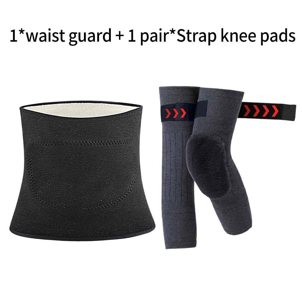 

Waist Leg Warmer Set Thermal Fleece Lining Abdomen Back Warmer Belt Belly Wrap Support Waistband Knee Pads for Winter Sports