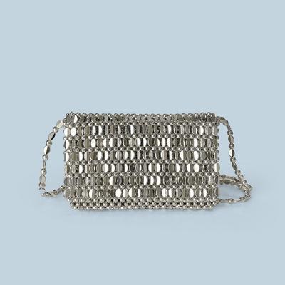 Summer New Blingbling Retro Silver Hollow Design Handmade Beaded Flip Phone Bag