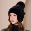 New Winter Knitted Hat Women's Fleece Thickened Autumn and Winter Wool Hat Mother Warm Ear Protection Hat Riding Windproof