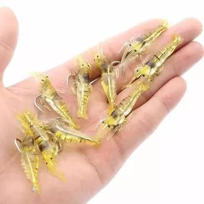 Luminous Small Grass Shrimp Lure with Hook for Freshwater and Sea Fishing - Bass, All Fish Types, Non-Snag Soft Bait