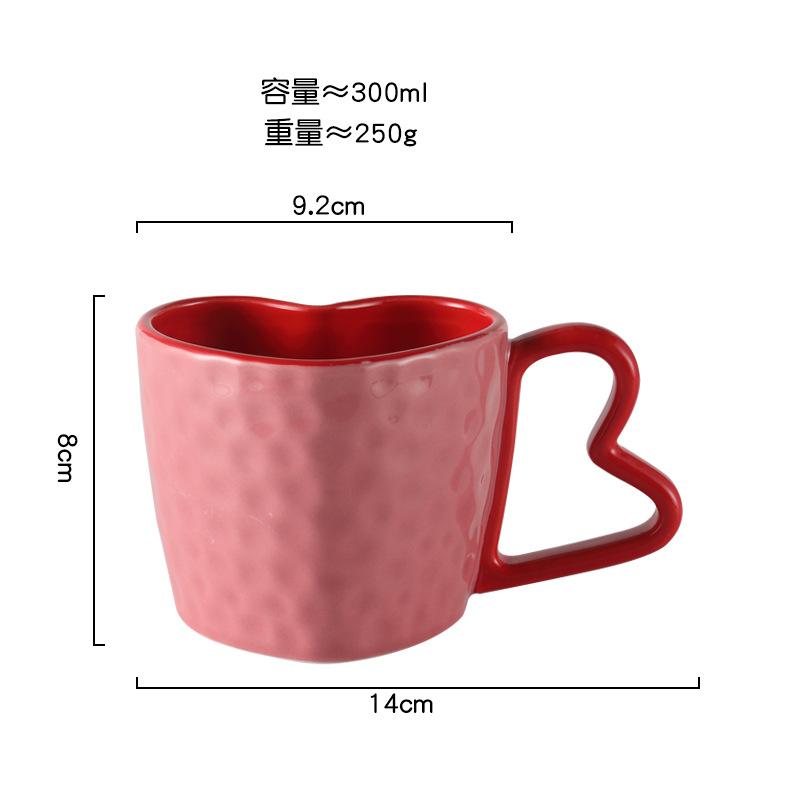 Creative 300ml Hearts Ceramic Coffee Mug Love Handle Couple Mug Afternoon Tea Dessert Tea Cup Drinkware Office Mug Home Decor