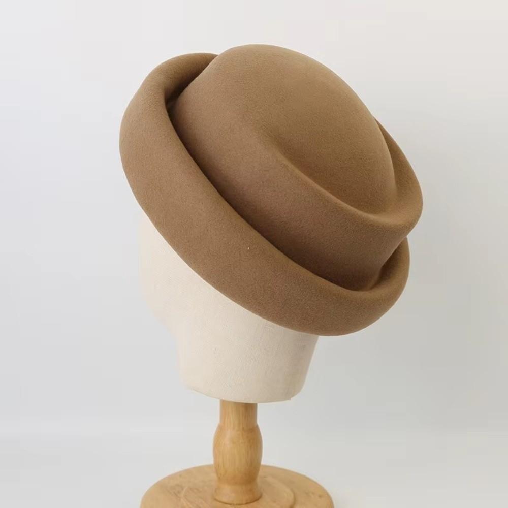Adjustable Top Hat for Women 100% Wool Millinery Berets Trendy Wool Cap  for Party
