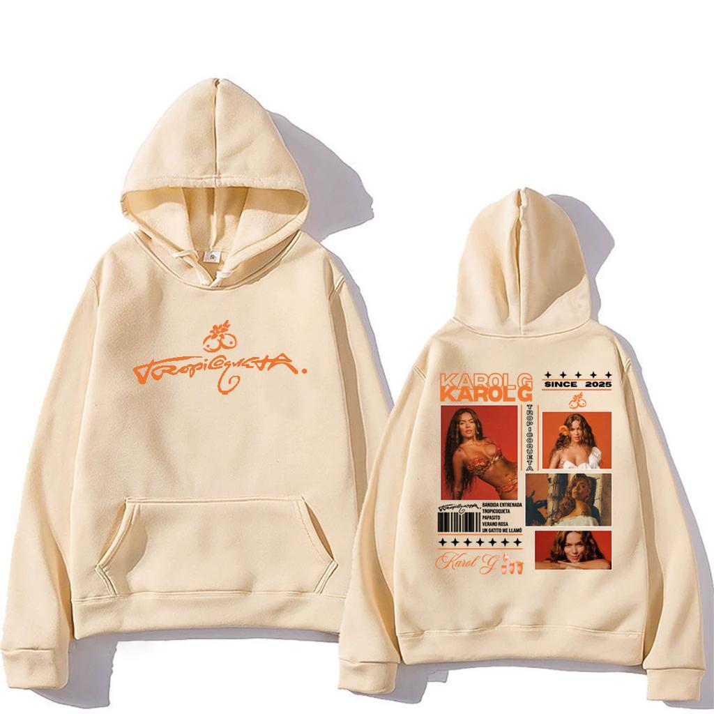 Karol G 2025 New Album Tropicoqueta Double Sided Printed Hoodies Men Women harajuku fashion Sweatshirts vintage Oversized tops