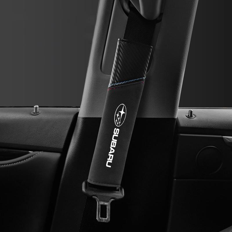 2pcs Car Carbon Fibre Seat Belt Cover Shoulder Pad for Subaru WRX Impreza Impreza Forester Tribeca XV BRZ Decoration Accessories