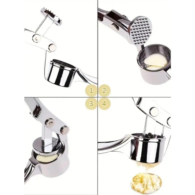 Stainless Steel Garlic Press  - Easy Clean Garlic Mincer Masher with Non-Slip Grip, Kitchen Gadget for Cooking Essentials