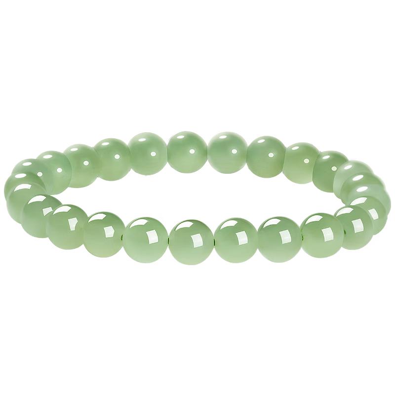Women s Hetian Jade Clear Water Round Bead Bracelet