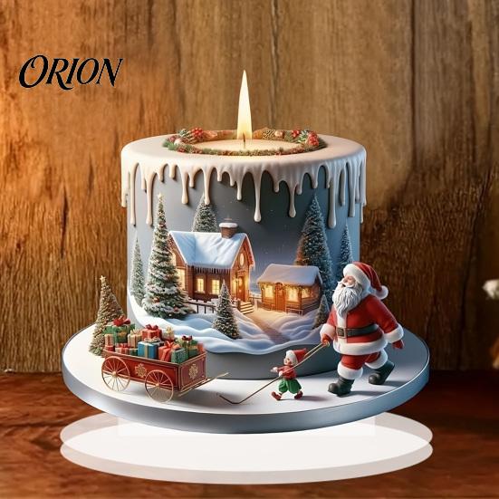 Shatterproof Christmas Ornaments Apple Lollipop 2D Acrylic Figurine, Ornament with Santa Snow Gift for Friends Scene Inside, Tabletop Decor