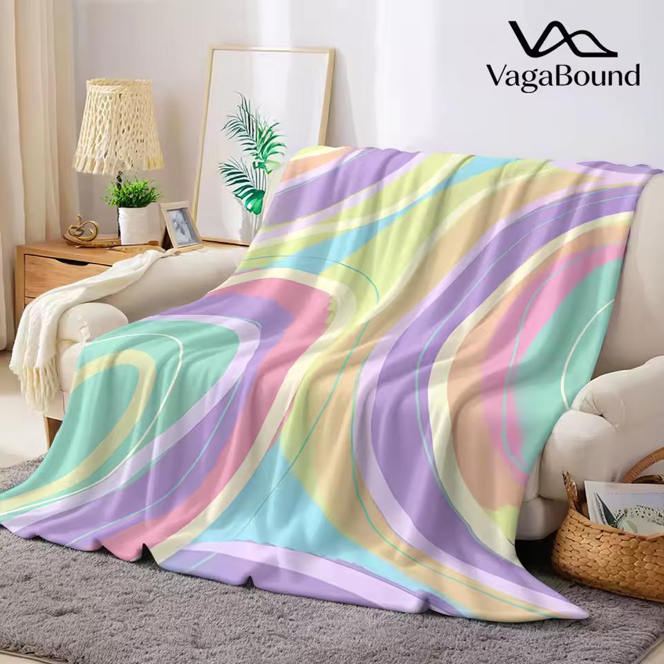 Pastel Swirl Wave Flannel Blanket Warm Soft Halloween Christmas Decorative Couch Warm Cozy All-Season Gift