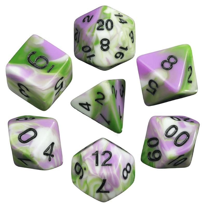 Beautiful Colorful Gaming Dice Collection of 7 Perfect Gift for DND Board Game Accessories Lovers