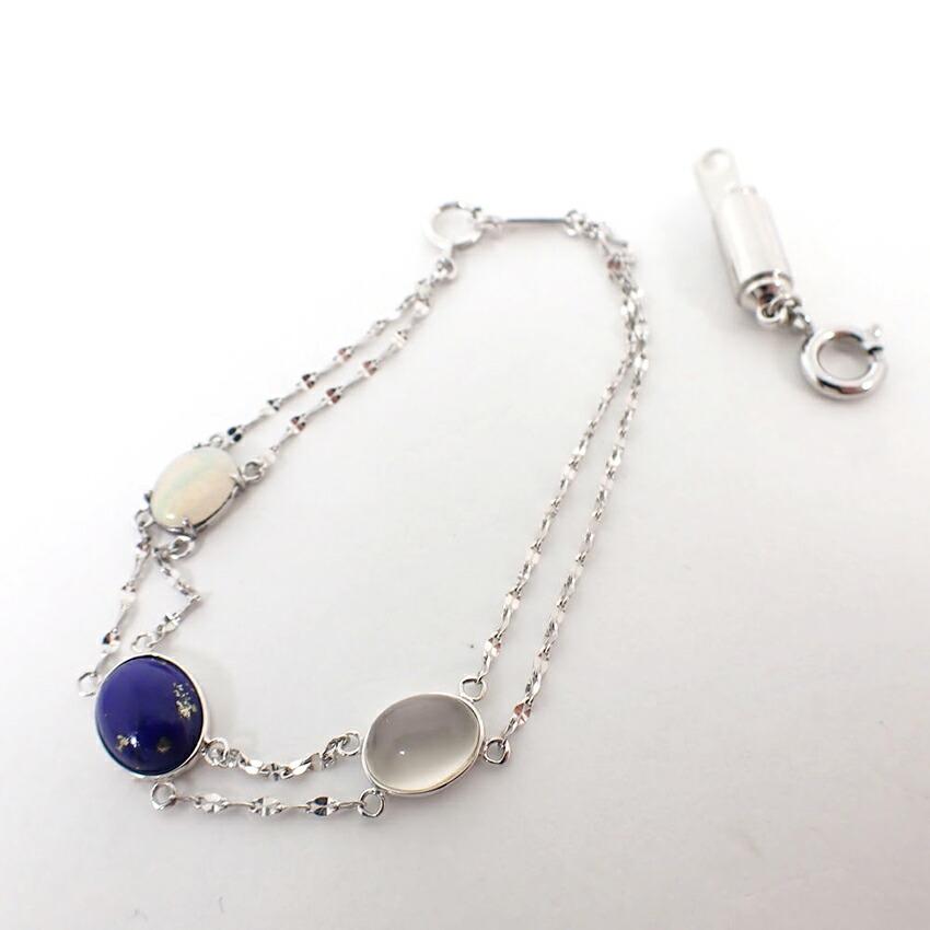 [Pre-owned] K18WG Opal Lapis Lazuli Moonstone Bracelet / j59-7