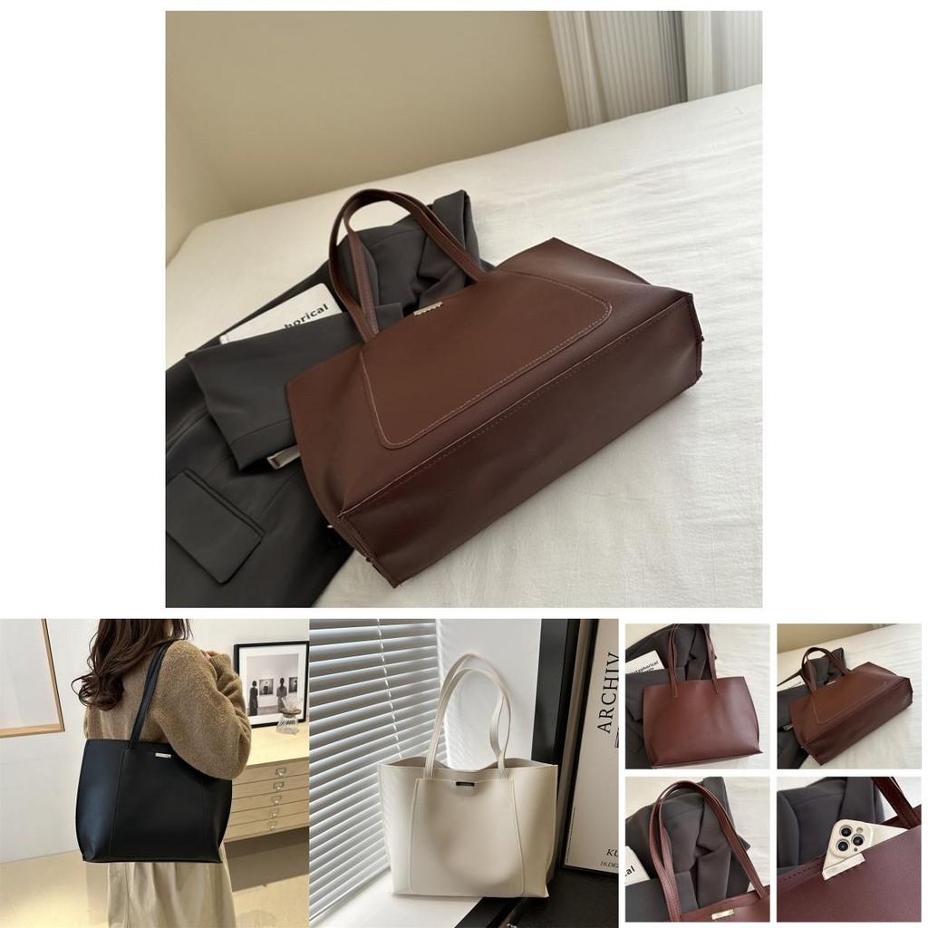 Chic Vintage Style Fashionable Shoulder Tote Bag For College Students In Brown And Black