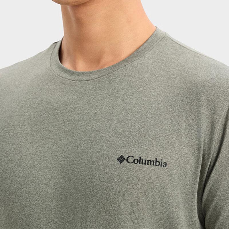 Columbia Outdoor Solid Moisture-Wicking Sports Short Sleeve T-Shirt Unisex Tops Green AE5545-397