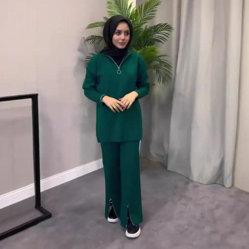 New European and American Solid Fashion Lapel Slim fit Loose Base Knit Set Women Knitted Set