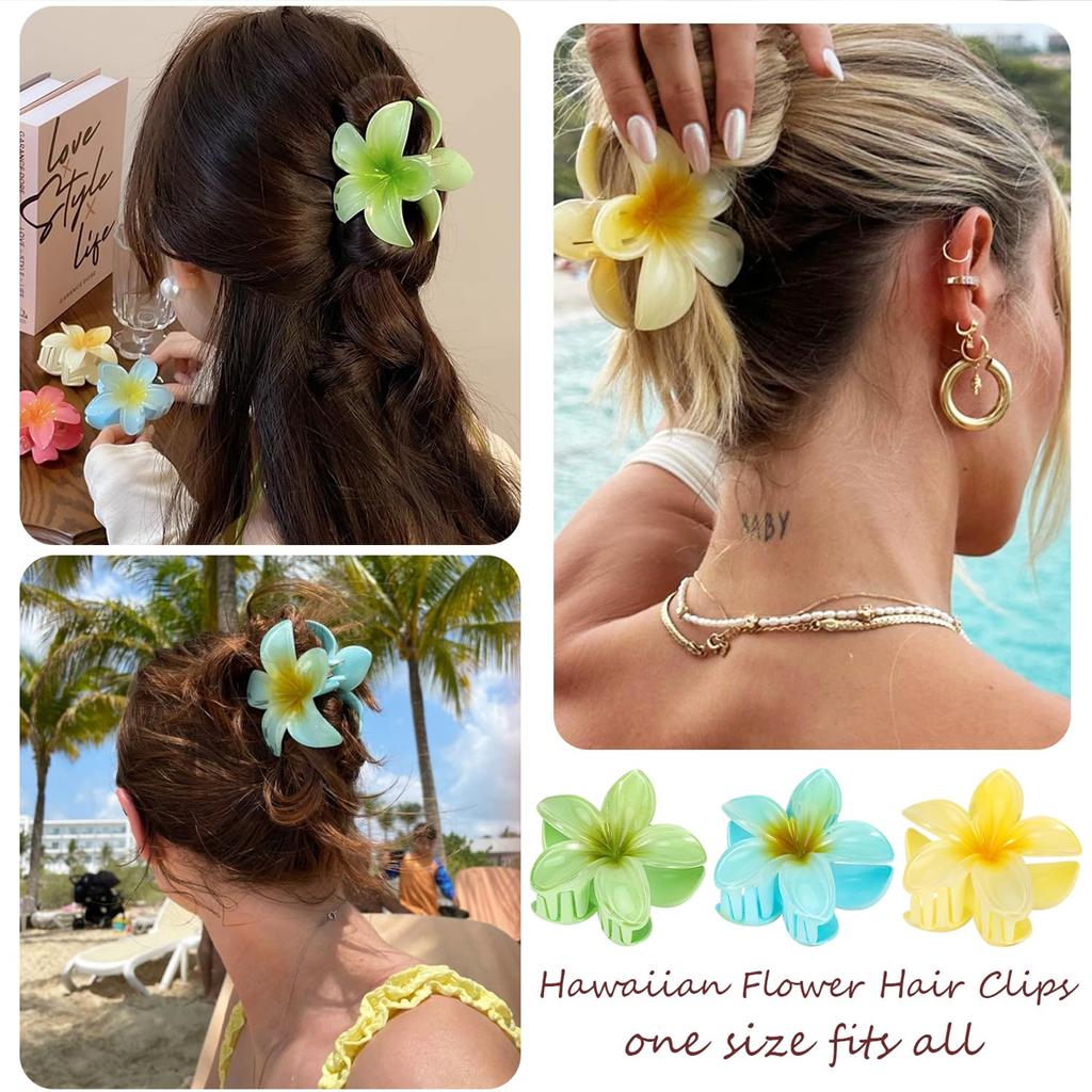 4PCS Fashion Women Flower Hair Clips Vacation Bohemia Egg Flower Hair Clips Barrettes Girls Large Hairpins Hair Accessories