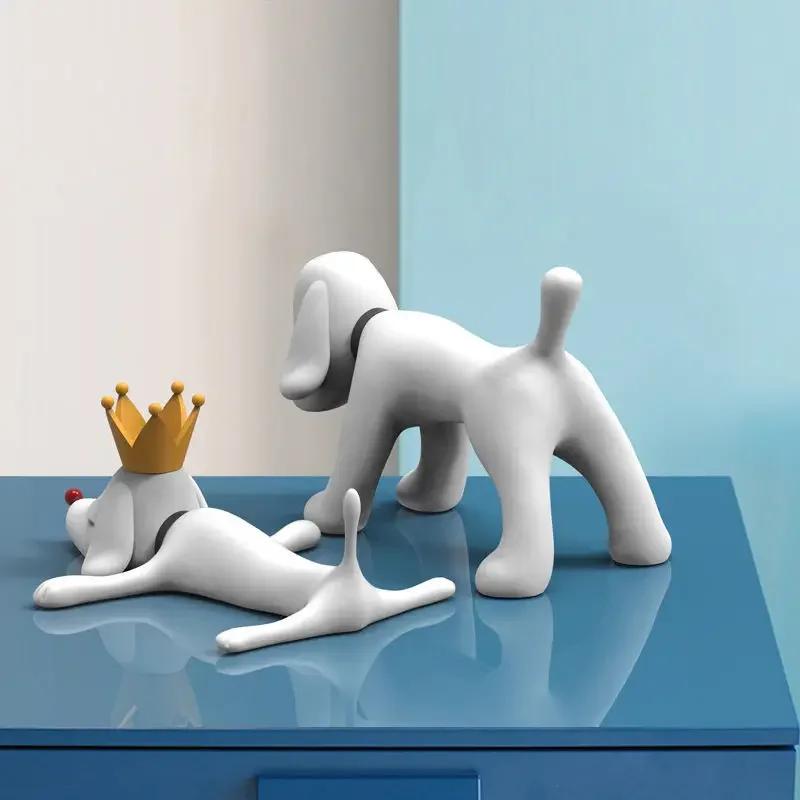 For Creative Dog Figurines Art Modern Nordic Miniatures Sculpture Aesthetic Elegant Sculptures Lonesome Dog Figurine Table Decor