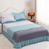 Комплект из 3 предметов, утолщенная юбка-кровать с принтом, мягкая шлифовальная пылезащитная юбка-кровать, покрывало размера King Queen с 2 наволочками
