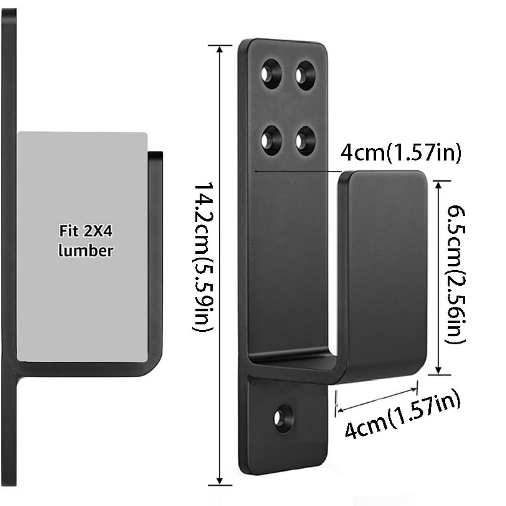 Heavy Duty Door Barricade Brackets Upgraded Carbon Steel Door Bar Holder Brackets U-Shaped Black U-Shaped Bar Holders