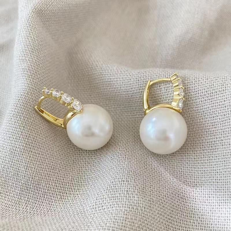 Изысканный розовый жемчуг дизайн темперамент элегантные серьги пряжки для ушей экологически чистые