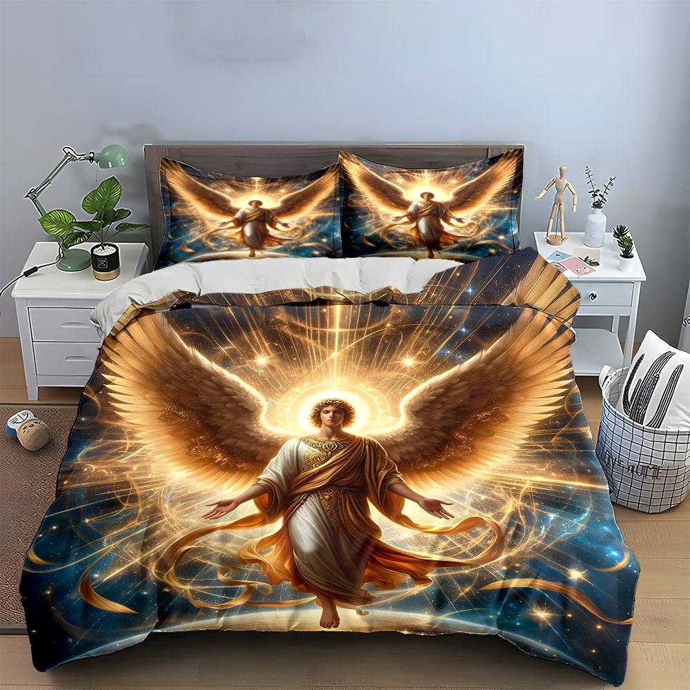 Divine Angelic Trio For Worship  Kid'S And Adults' Bedroom Decor, Exquisite Three-Piece Bedding Set Gift