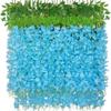 12Pcs Realistic Wisterias Artificial Flower For Home Wedding Party Decoration Durable Plastic Hanging Stem