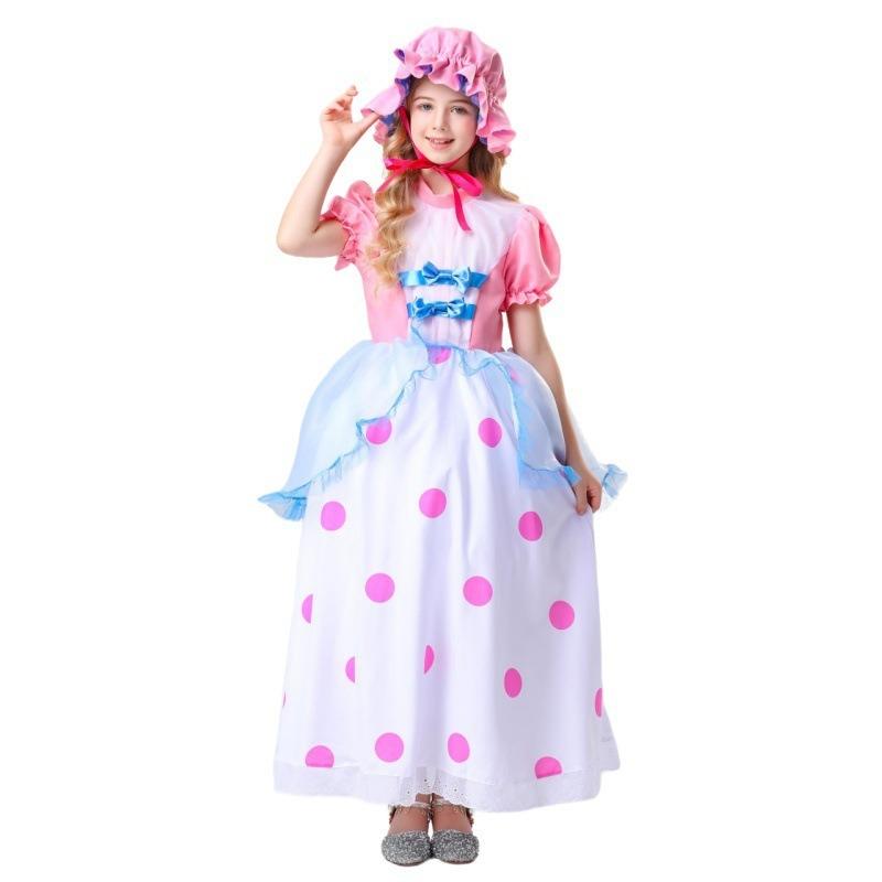 Halloween costume, shepherdess pink polka dot toy story children's stage costume