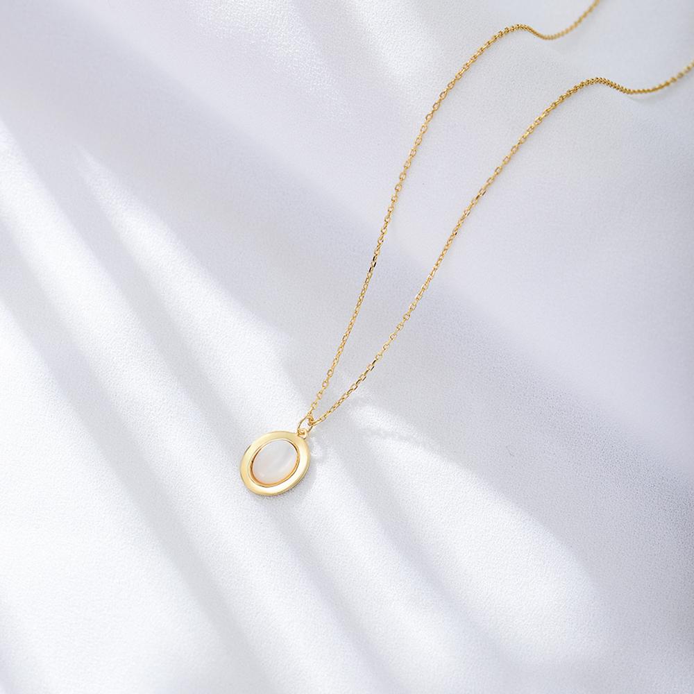 KSN140 Fulsun Fashion 925 Silver Personalized 14K 18K Gold Plated Oval Mother of Shell Pearl Bolo Necklace