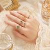 9Pcs/Set Women Ring Set, Multiple Styles Adjustable Stacking Rings, Stackable Finger Band with Green Rhinestones Inlay for Jewelry Gift