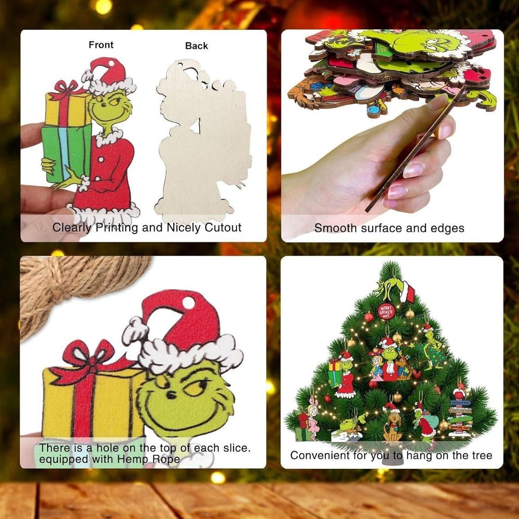 Lynch Wooden Christmas Tree Ornaments: Festive Pendant Tags for Home and Party Crafts