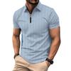 Men's Solid Color Zipper Short Sleeved T-shirt Men's Top