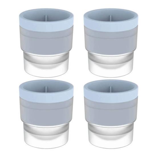 4Pcs Ice Hockey Mold with Lids Easy Release Sphere Ice Cube Maker Stackable Non-stick Puck Mold for Whiskey Cocktails Bourbon