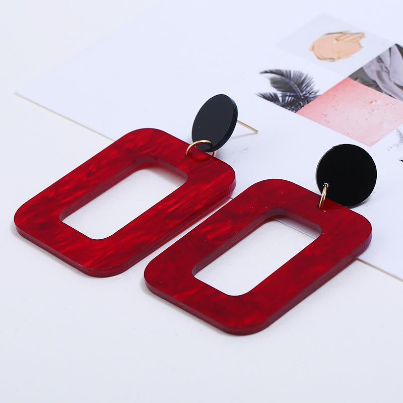 Korean Geometric Square Resin Earrings, European and American Fashion Simple Acrylic Earrings