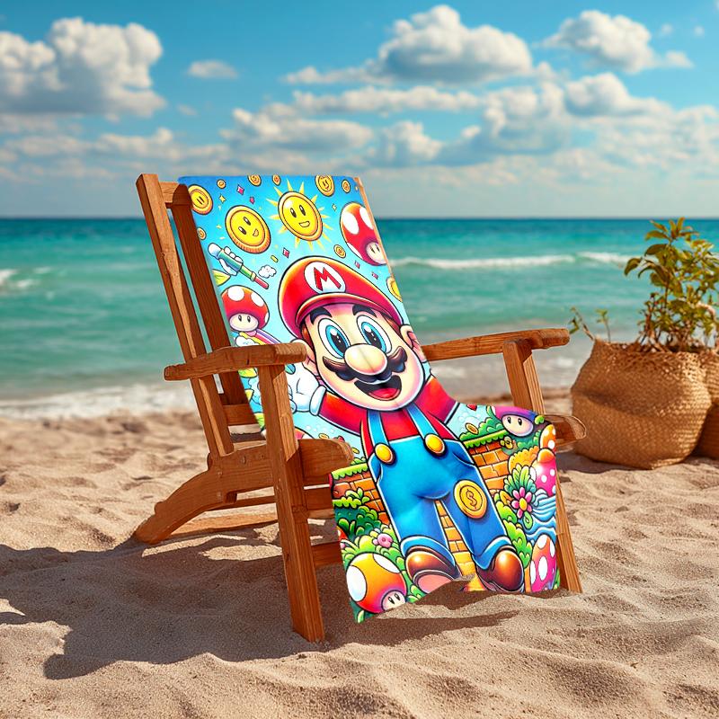 1Pc Super Mario Adventure Beach Towel, Quick Dry, Multi-Use for Beach Pool Gym Yoga Home Travel, Christmas, Halloween, Xmas Gift M928784