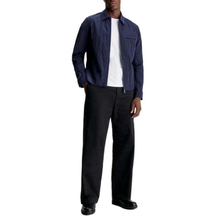 Calvin Klein Solid Color Long Sleeve Zip Collar Jacket Men Jackets Navy K10K112368-CHW